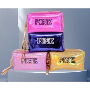 New PINK inspired lazer Sequins Make-up Cosmetic Bag Pouch School travel7x4.15"